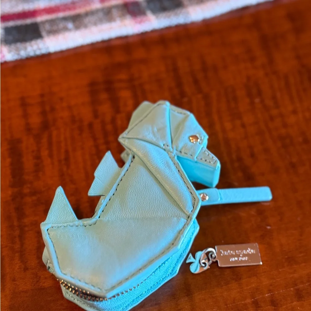 Kate Spade ♠️ Aqua blue Origami Seahorse Small coin pouch - breath of fresh air. - Picture 9 of 9